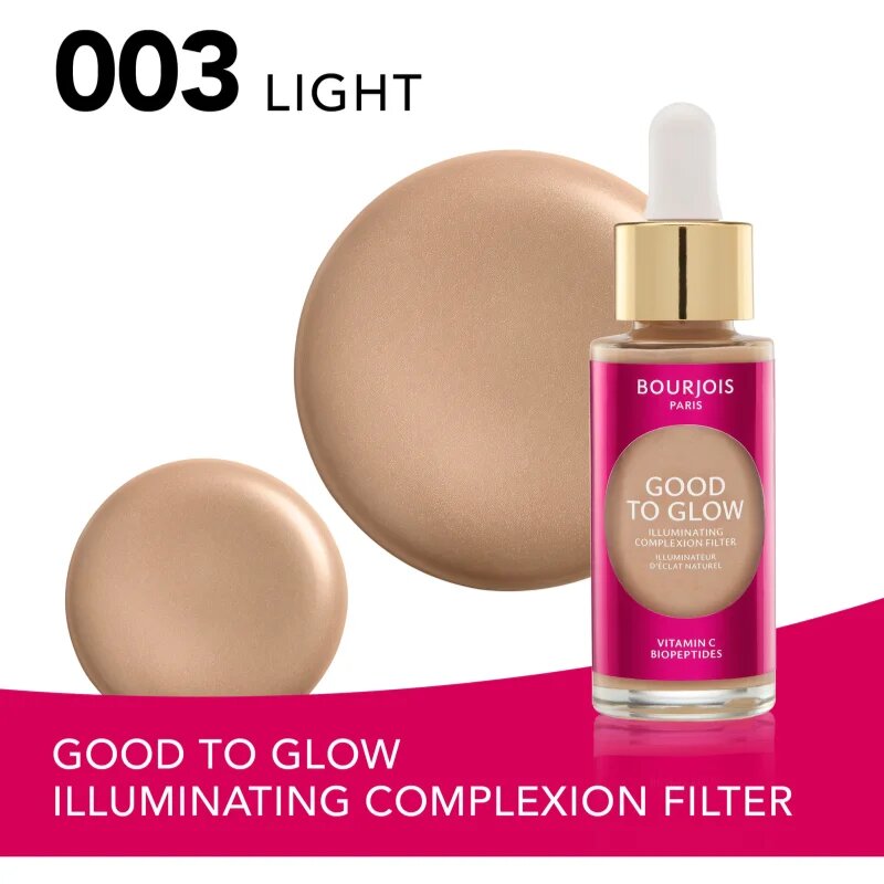 Bourjois Good to Glow Egységesítő sminkalap árnyalat 003 Light 30 ml