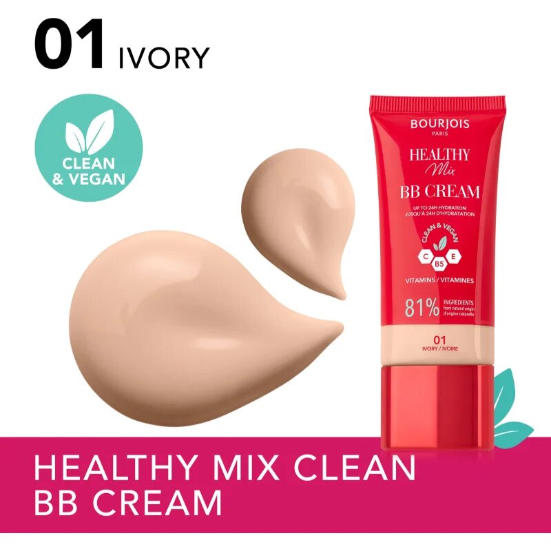 Bourjois Healthy Mix Clean & Vegan BB Cream BB krém árnyalat 01 Ivory 30 ml