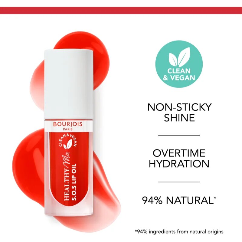 Bourjois Healthy Mix S.O.S Lip Oil ajak olaj hidratáló hatással árnyalat 07 Glazing Red 4.5 g