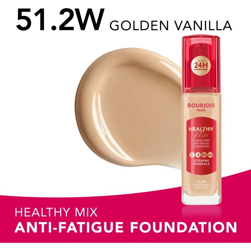 Bourjois Healthy Mix világosító hidratáló make-up 24h árnyalat 51.2W Golden Vanilla 30 ml