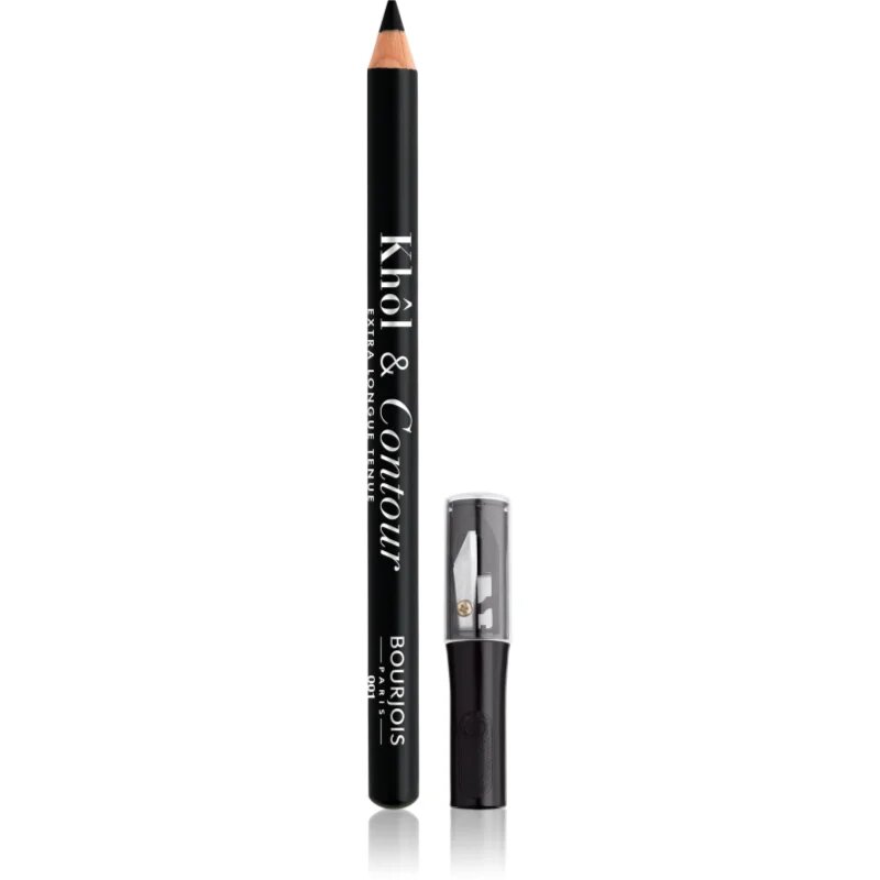 Bourjois Khôl & Contour Extra Longue Tenue tartós szemceruza hegyezővel árnyalat 001 Noir-issime 12 g