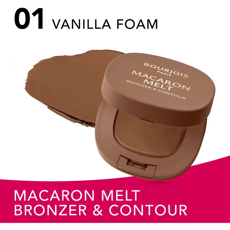 Bourjois Macaron Melt Bronzer & Contour bronzosító és kontúrozó púder 2 az 1-ben árnyalat 01 Vanilla Foam 5 g