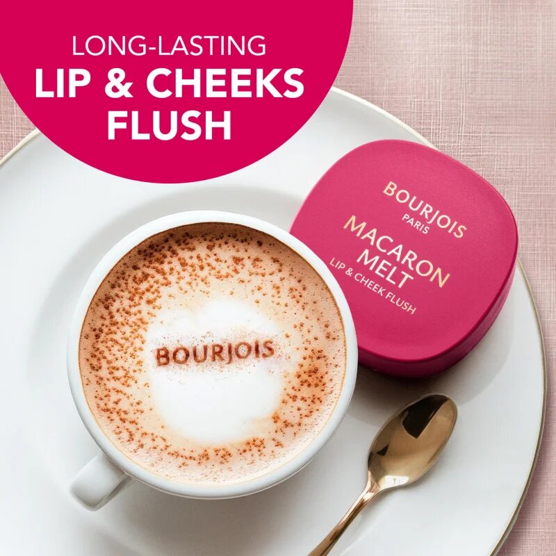 Bourjois Macaron Melt Lip & Cheek Flush arcpirosító 2 az 1-ben árnyalat 04 Pink Guava 5 g