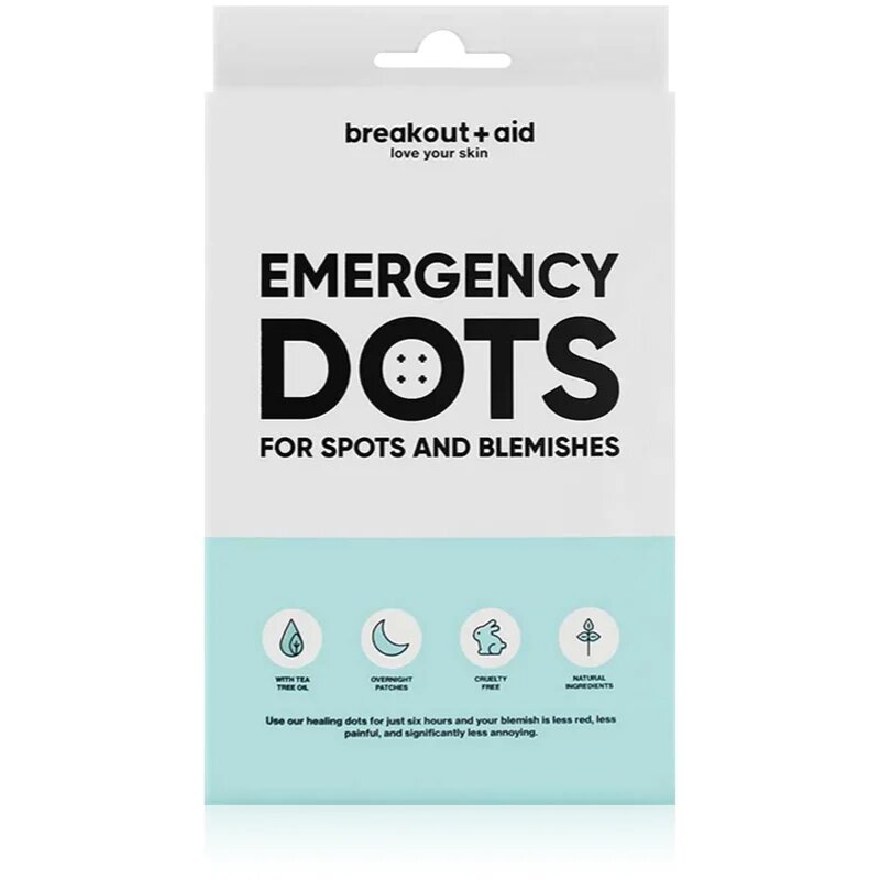 breakout + aid Emergency Dots For Spots and Blemishes helyi ápolás pattanások ellen az arcra dekoltázsra és hátra teafaolajjal 72 db