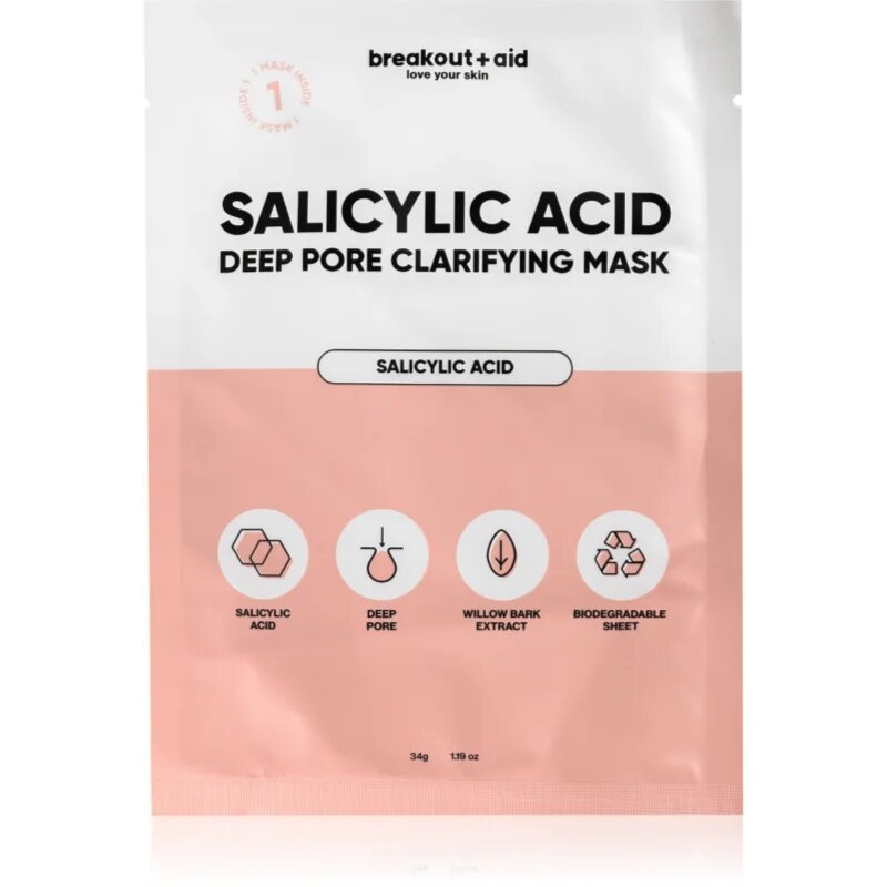 breakout + aid Salicylic Acid Deep Pore Clarifying Mask arcmaszk szalicilsavval 34 g