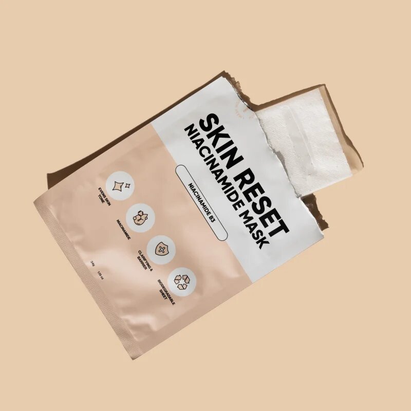 breakout + aid Skin Reset Niacinamide Mask arcmaszk niacinamiddal 34 g