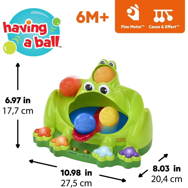Bright Starts Poppin' Ball Frog interaktív játék dallammal 6 m+ 1 db