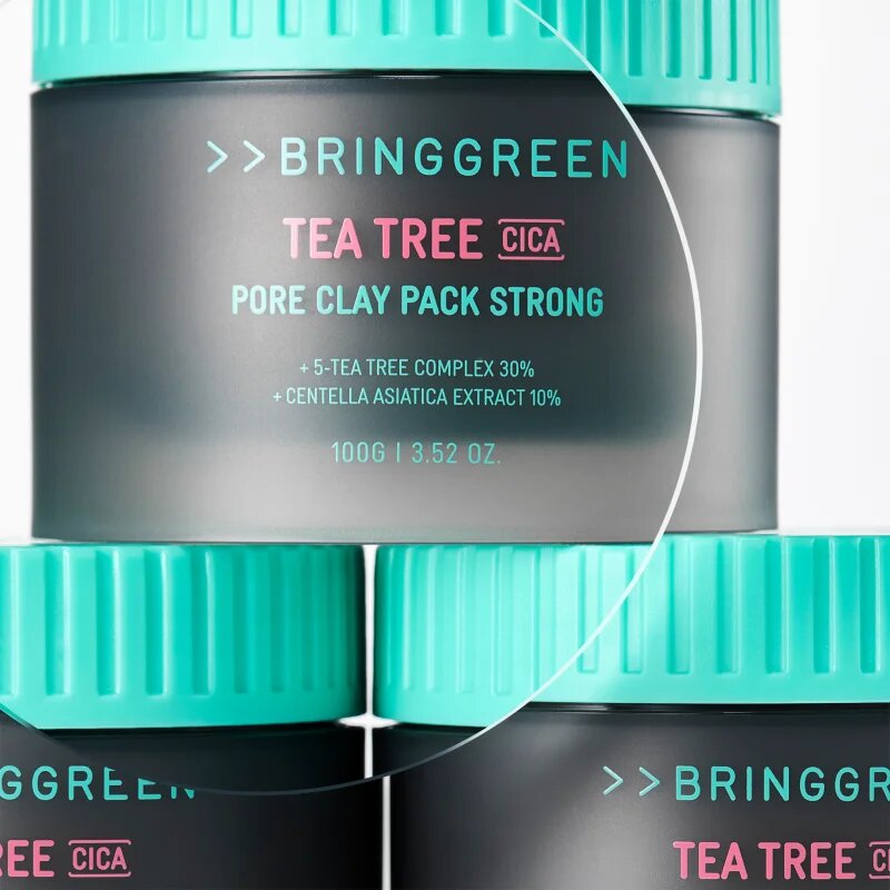 BRINGGREEN Tea Tree Cica Pore Clay Pack Strong krémes maszk az aknéra hajlamos zsíros bőrre 100 g