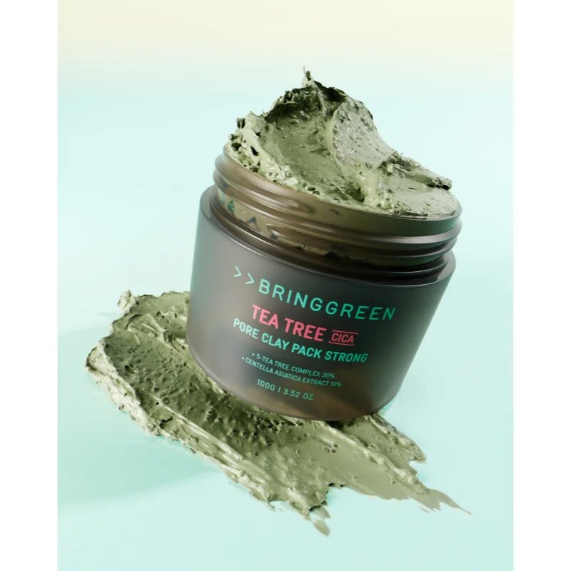 BRINGGREEN Tea Tree Cica Pore Clay Pack Strong krémes maszk az aknéra hajlamos zsíros bőrre 100 g