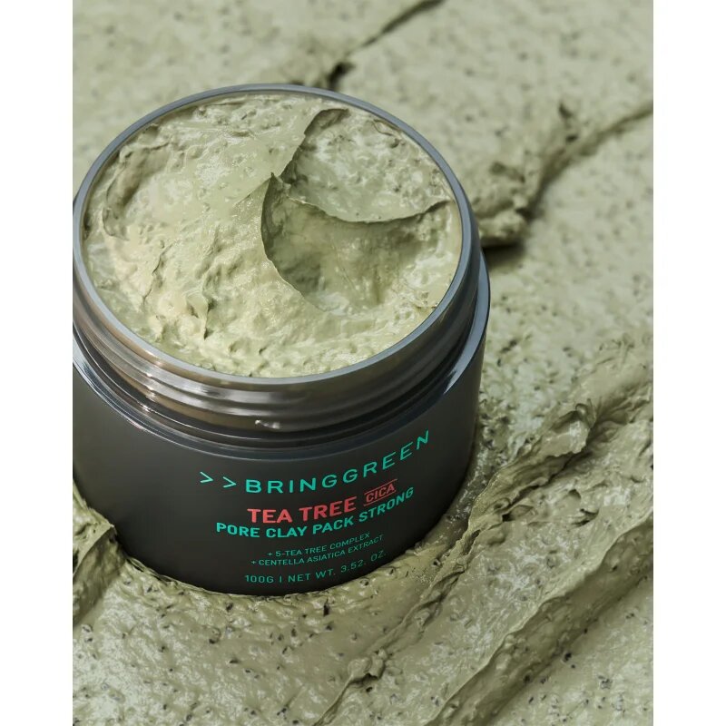BRINGGREEN Tea Tree Cica Pore Clay Pack Strong krémes maszk az aknéra hajlamos zsíros bőrre 100 g