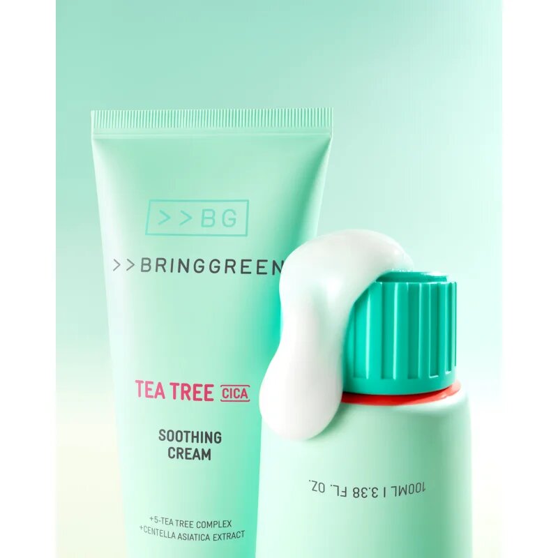 BRINGGREEN Tea Tree Cica Soothing Cream Plus intenzíven tápláló krém nyugtató hatással 100 ml