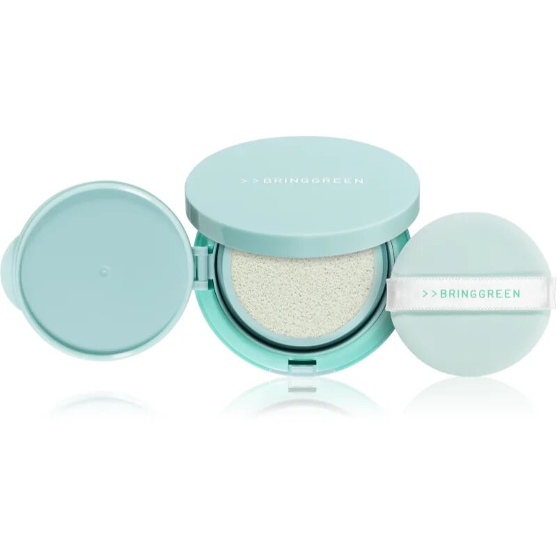 BRINGGREEN Tea Tree Cica Tone Up Sun Cushion gyengéd védő folyadék applikátorral SPF 50+ 15 g