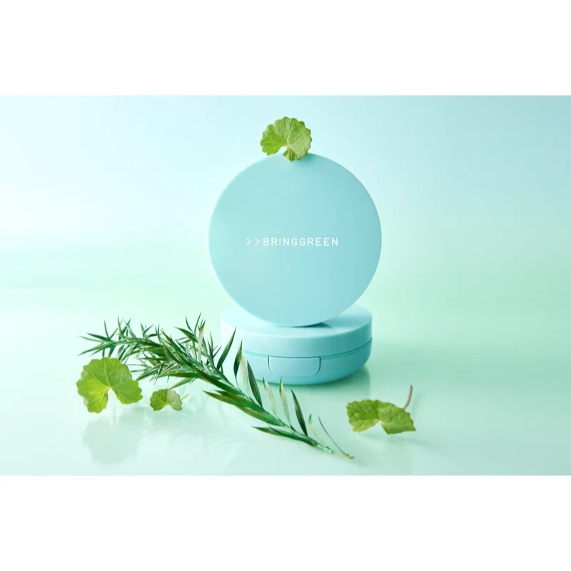BRINGGREEN Tea Tree Cica Tone Up Sun Cushion gyengéd védő folyadék applikátorral SPF 50+ 15 g