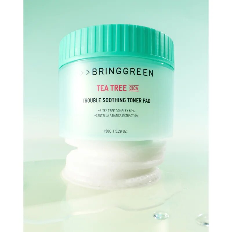 BRINGGREEN Tea Tree Cica Trouble Soothing Toner Pad tonizáló párnák nyugtató hatással 90 db