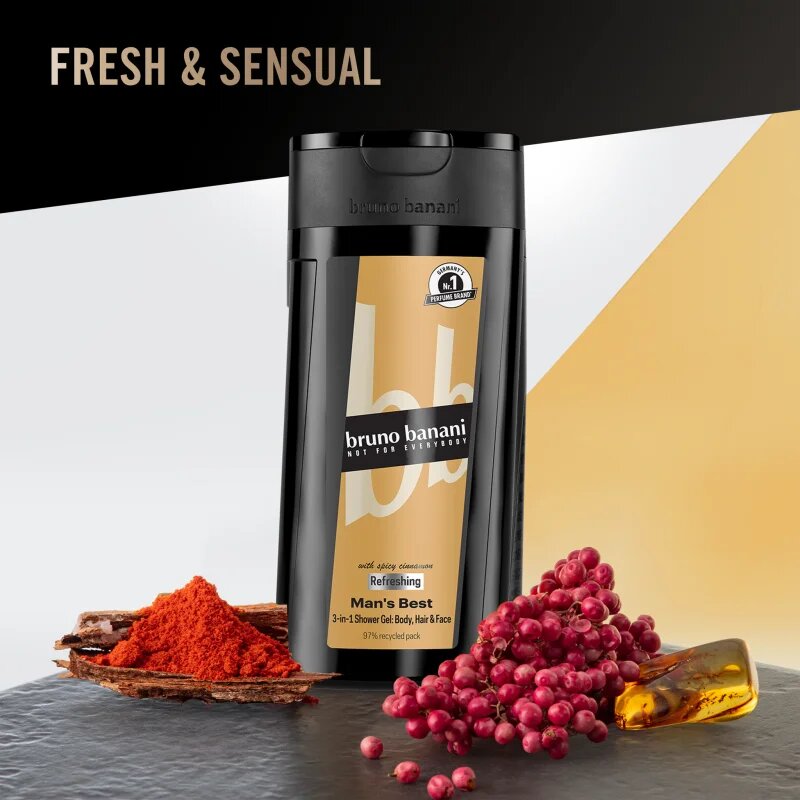 Bruno Banani Man's Best felfrissítő tusfürdő gél 3 az 1-ben uraknak 250 ml