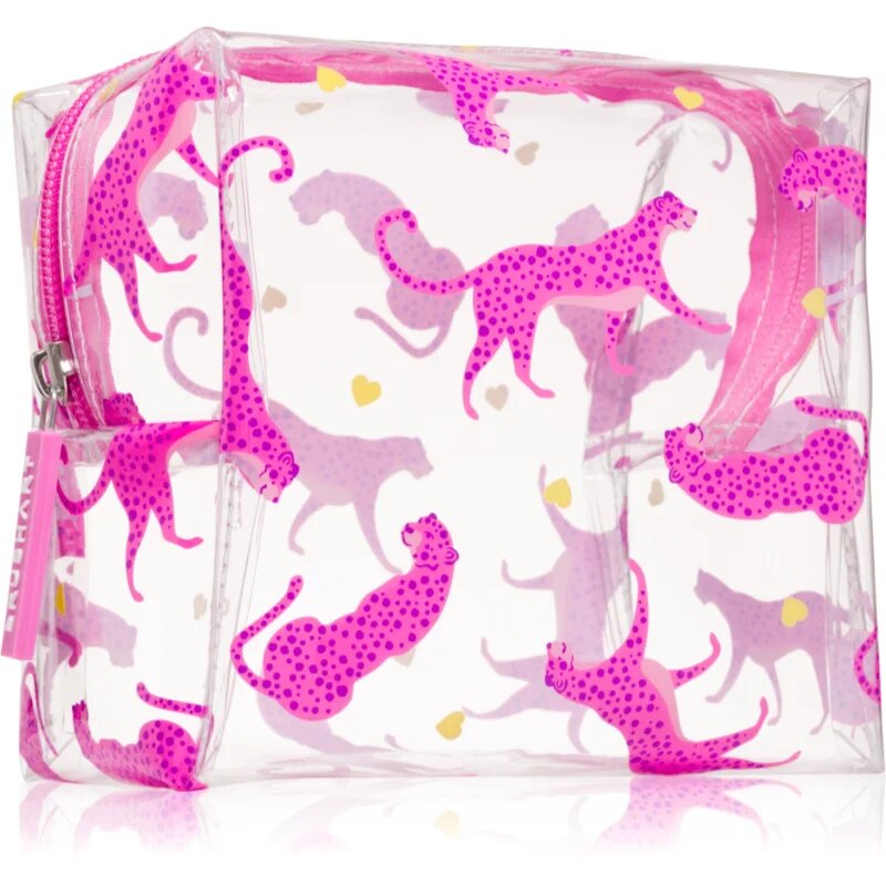 BrushArt Accessories Transparent cosmetic bag átlátszó kozmetikai táska Cheetah in love 15 x 14 x 9 cm 1 db