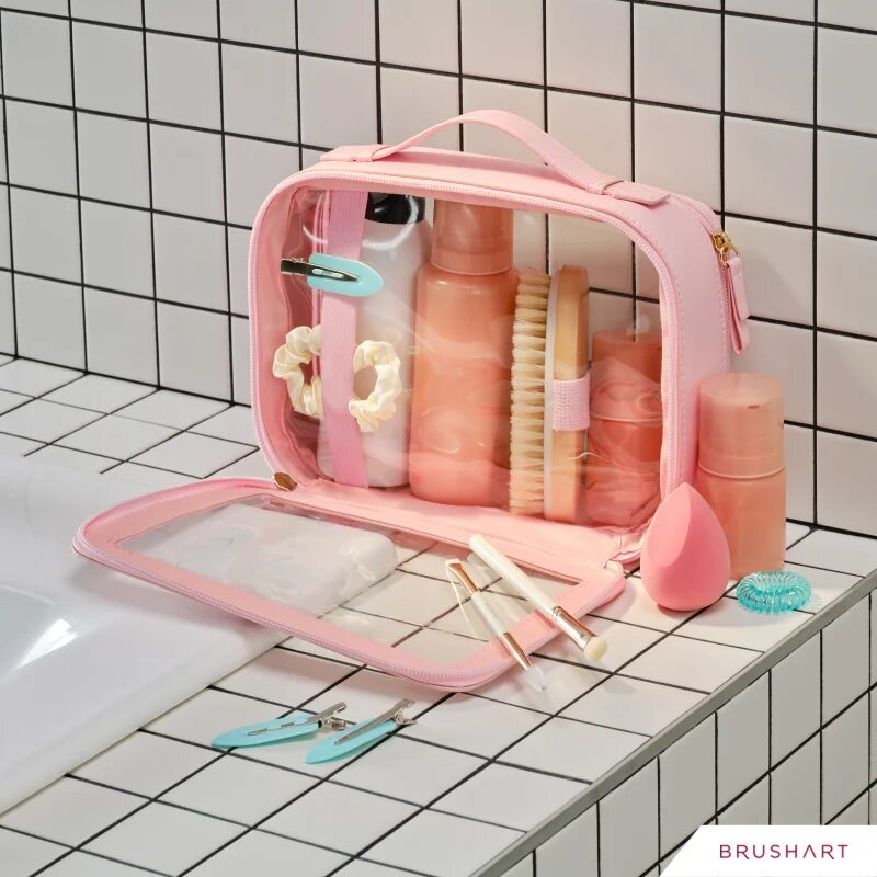 BrushArt Accessories Transparent make-up case kozmetikai doboz Pink 1 db