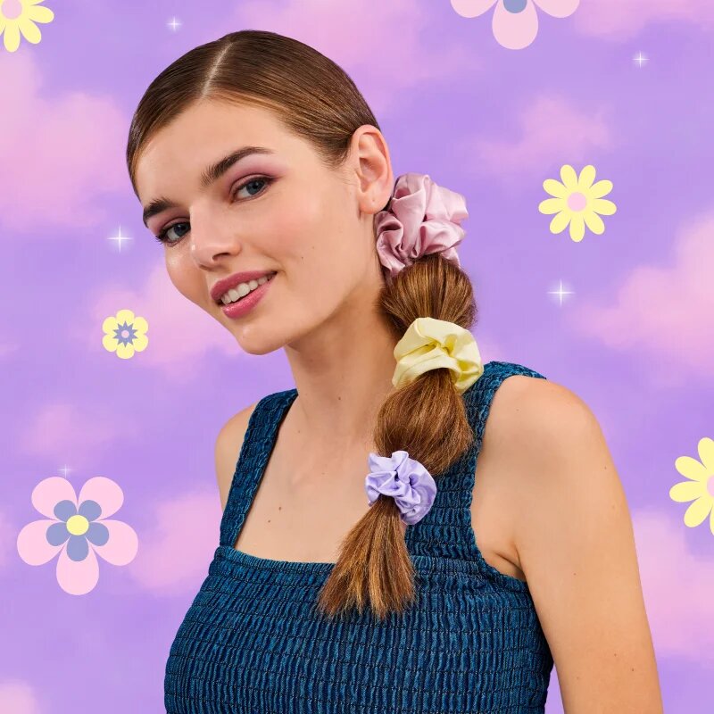 BrushArt Daisy Dreams Satin Scrunchies Set hajgumik 3 db