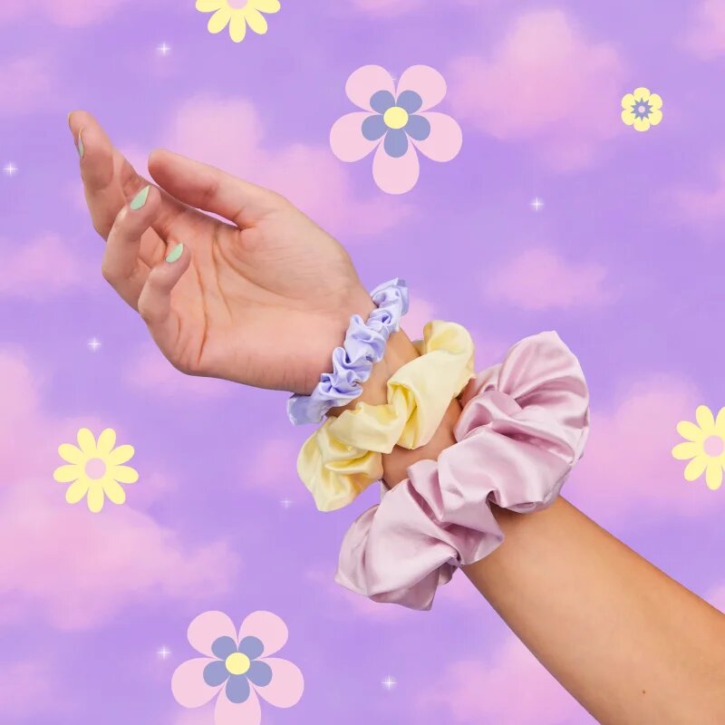 BrushArt Daisy Dreams Satin Scrunchies Set hajgumik 3 db