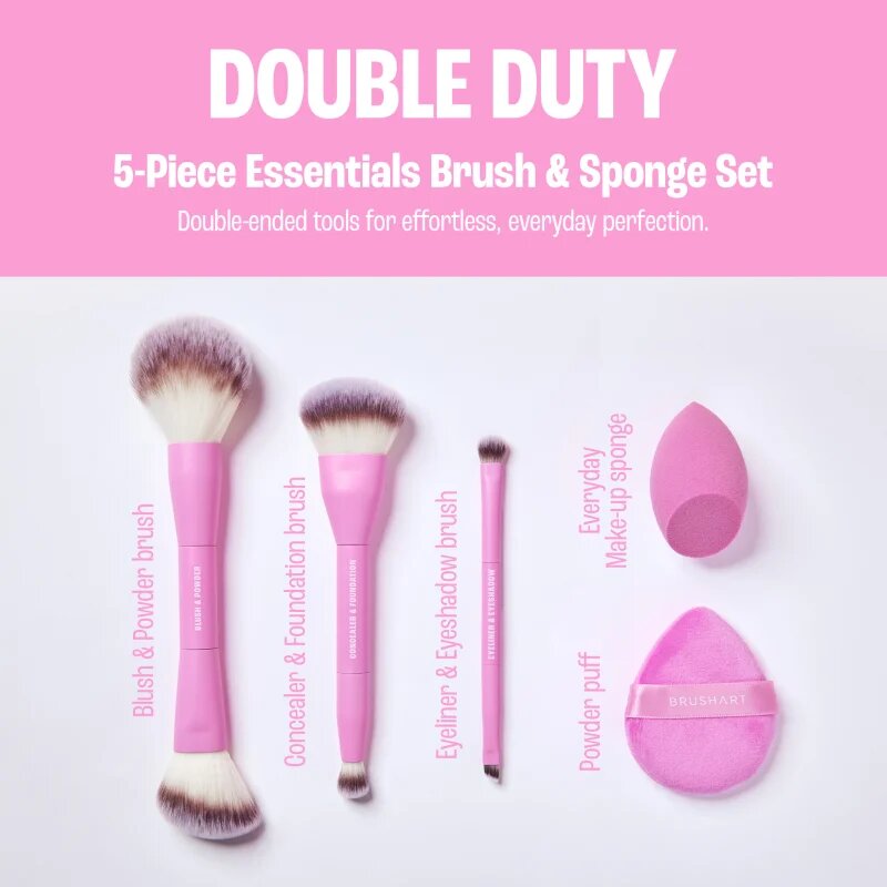 BrushArt Double Duty 5-Piece Essentials Brush & Sponge Set ecset szett
