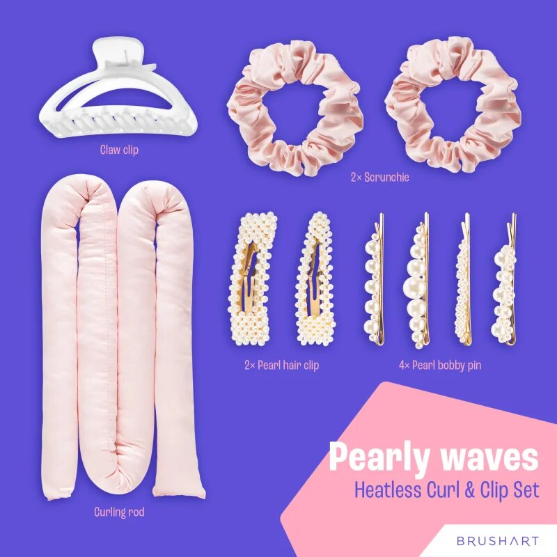 BrushArt Hair Pearly Waves Heatless Curl & Clip set hajgöndörítő készlet