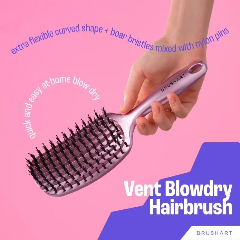 BrushArt Hair Vent blowdry hairbrush with boar bristles hajkefe nejlon- és vaddisznósörtékkel Medium 1 db