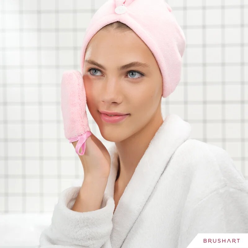 BrushArt Home Salon Make-up remover gloves arctisztító kesztyű PINK CREAM 2 db