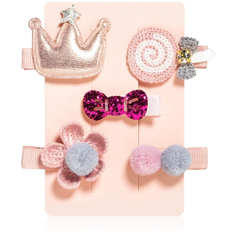 BrushArt KIDS Little princess hair clip set hajtű Pink 5 db