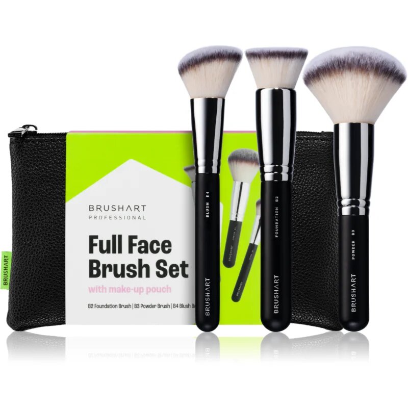 BrushArt Professional Full Face brush set with makeup pouch Ecsetkészlet táskával Black