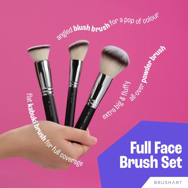 BrushArt Professional Full Face brush set with makeup pouch Ecsetkészlet táskával Black