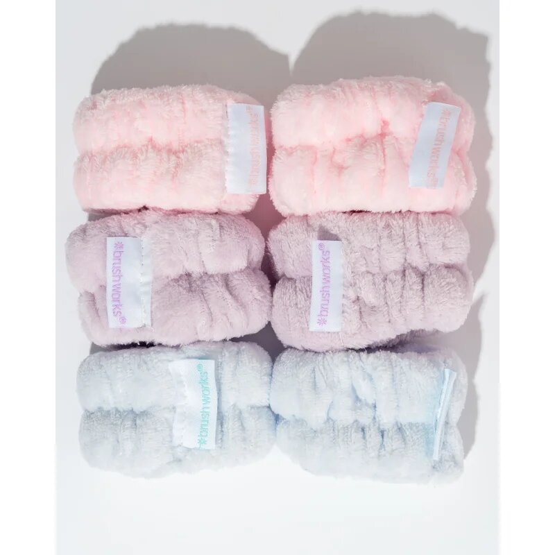 Brushworks Pastel Microfibre Wrist Wash Bands a víz arcmosás közbeni lefolyását megelőző karkötő 6 db