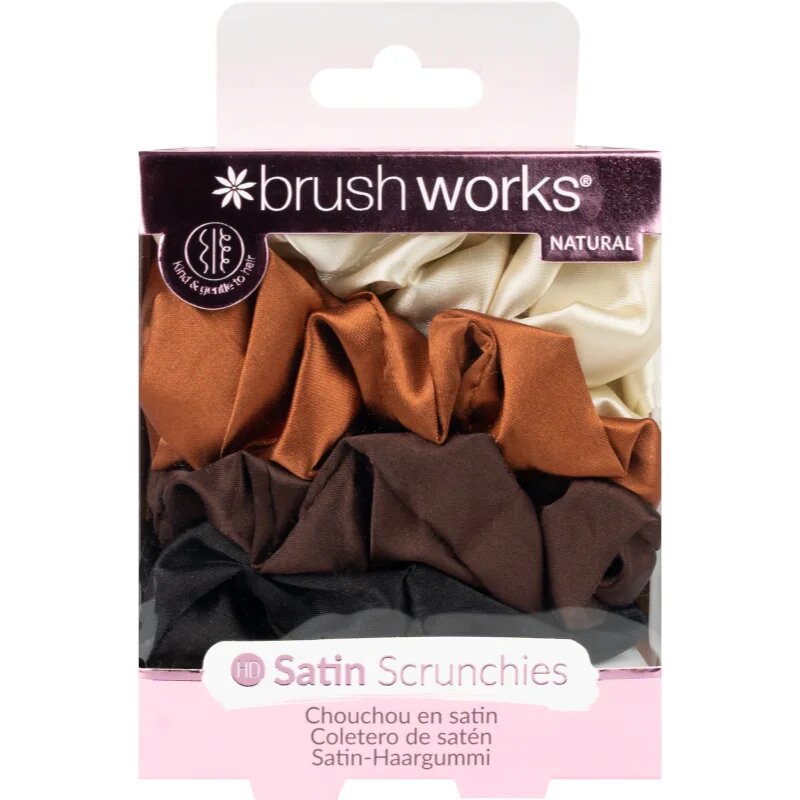Brushworks Satin Scrunchies Natural hajgumik