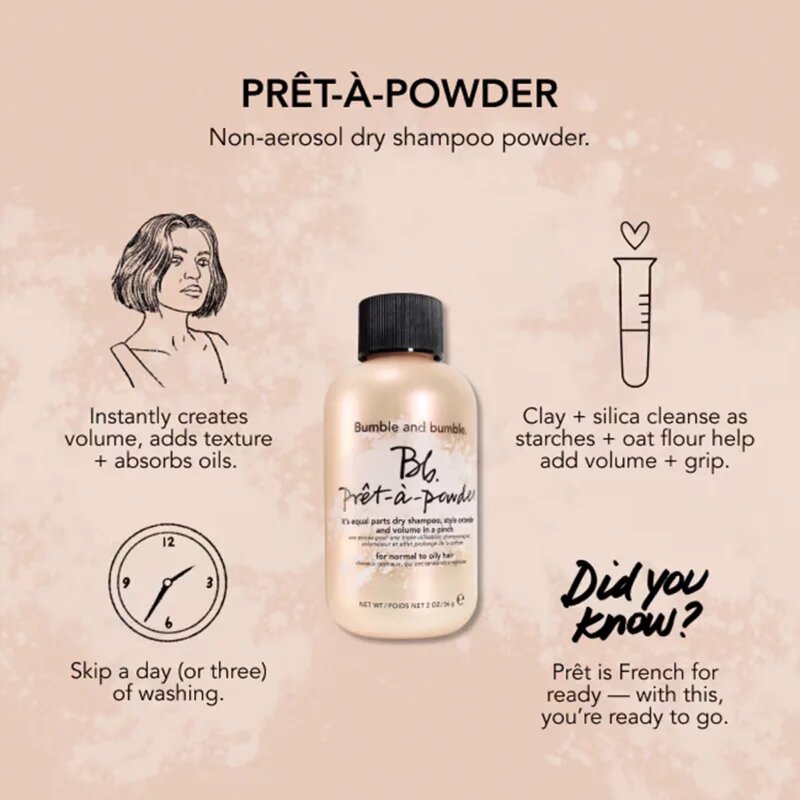 Bumble and Bumble Pret-À-Powder It’s Equal Parts Dry Shampoo száraz sampon a hajtérfogat növelésére 14 g