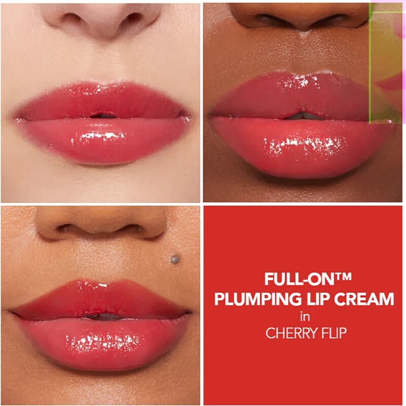 Buxom FULL-ON™ PLUMPING LIP CREAM GLOSS krémes ajakfény nagyobbító hatás árnyalat Cherry Flip 42 g