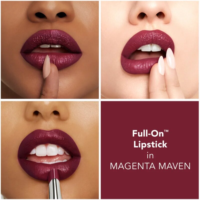 Buxom FULL-ON™ PLUMPING SATIN LIPSTICK krémes rúzs nagyobbító hatás árnyalat Magenta Maven 2.5 ml