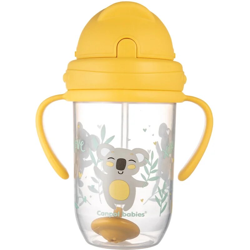 Canpol babies Exotic Animals Cup With Straw bögre szívószállal Yellow 1 db