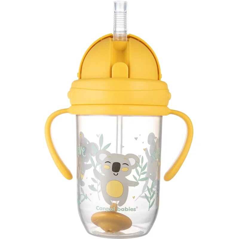 Canpol babies Exotic Animals Cup With Straw bögre szívószállal Yellow 1 db