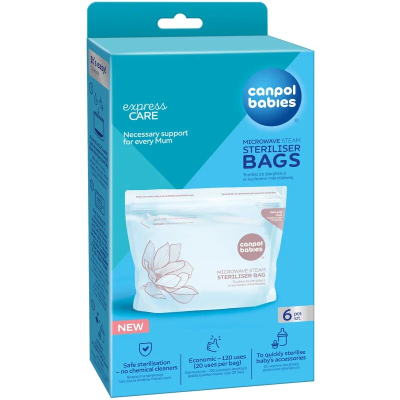 Canpol babies Microwave Sterilization Bags sterilizációs zacskók mikrohullámú sütőbe 6 db