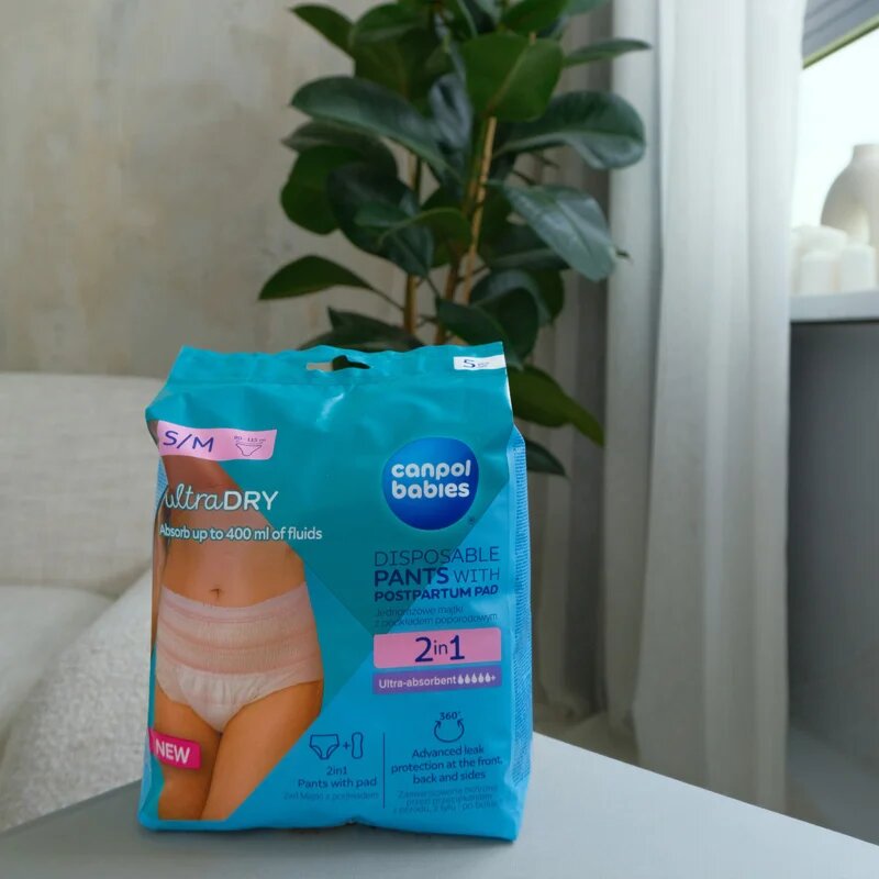 Canpol babies Pants With Postpartum Pad szülés utáni alsóneműk eldobható 2 az 1-ben S/M 5 db