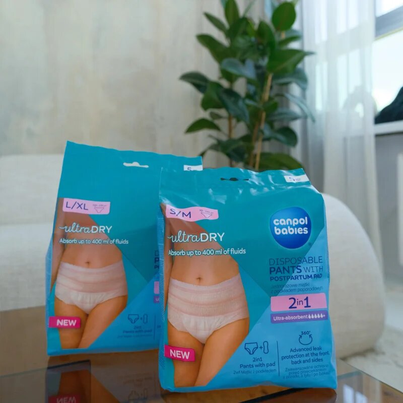 Canpol babies Pants With Postpartum Pad szülés utáni alsóneműk eldobható 2 az 1-ben S/M 5 db