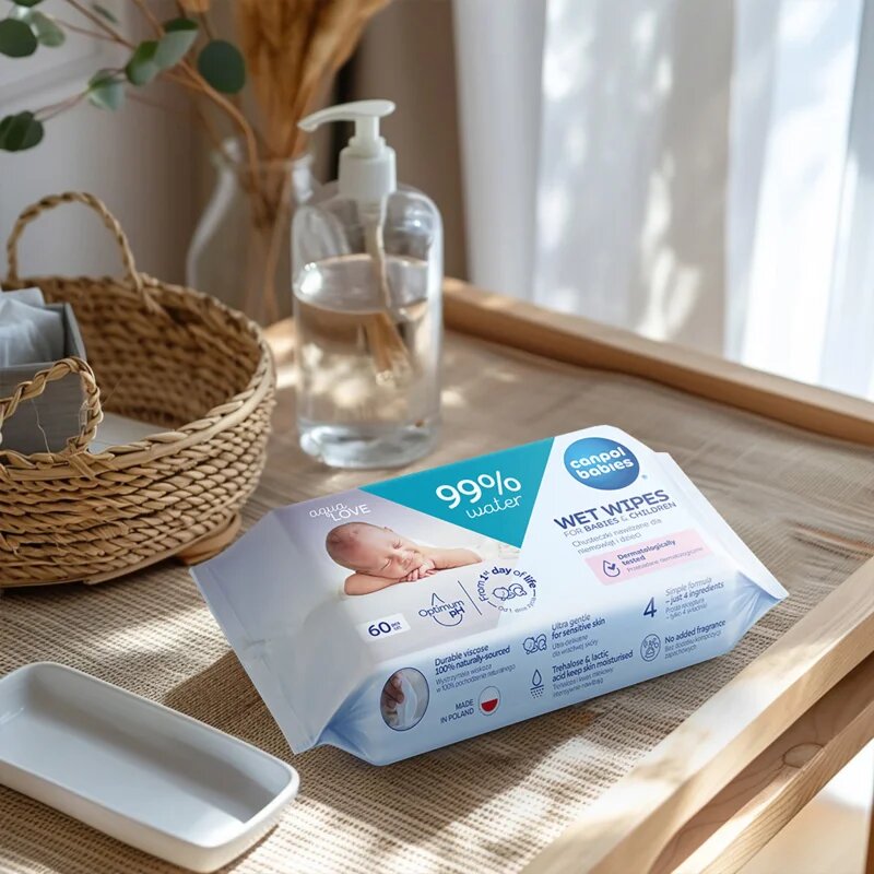 Canpol babies Wet Wipes 99% Water finom nedves törlőkendők gyermekeknek 60 db