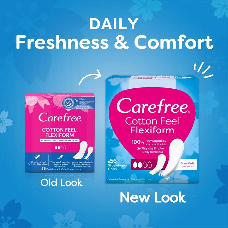 Carefree Cotton Flexiform tisztasági betétek parfümmentes 56 db
