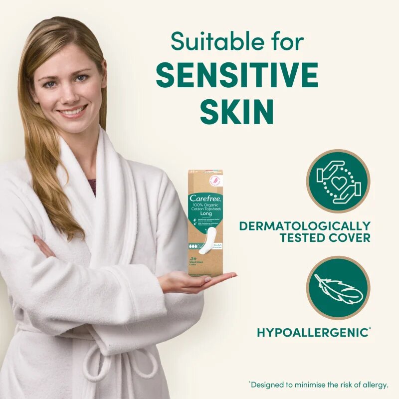Carefree Organic Cotton Long tisztasági betétek 24 db