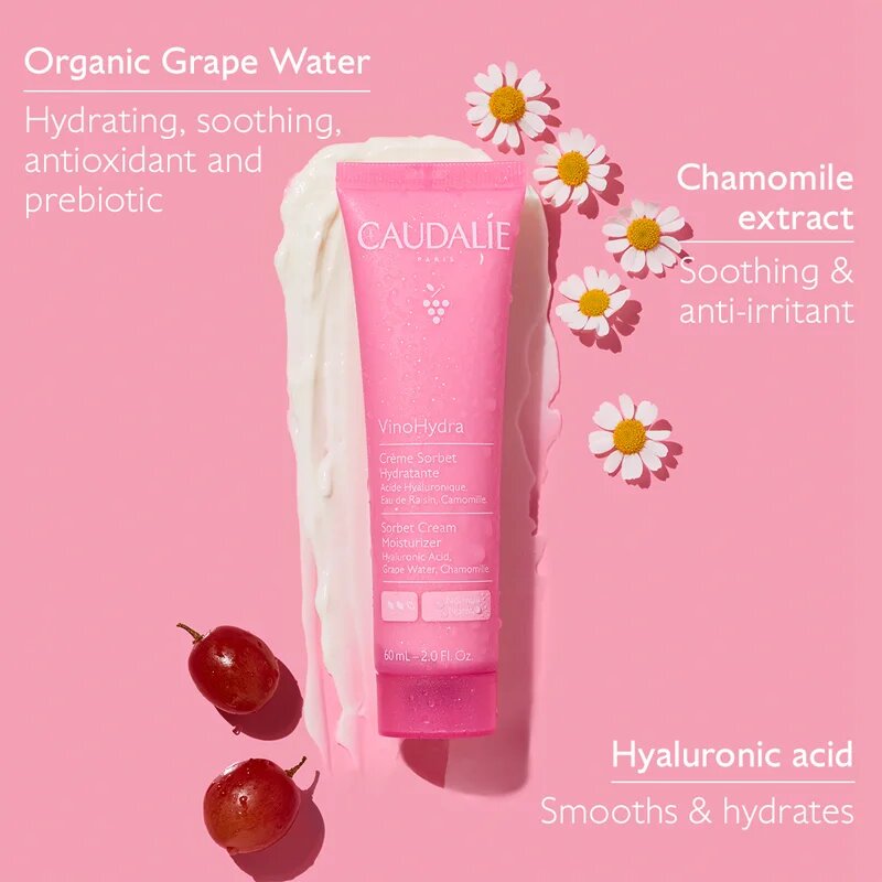 Caudalie VinoHydra Sorbet Cream Moisturizer hidratáló géles krém az érzékeny arcbőrre 60 ml