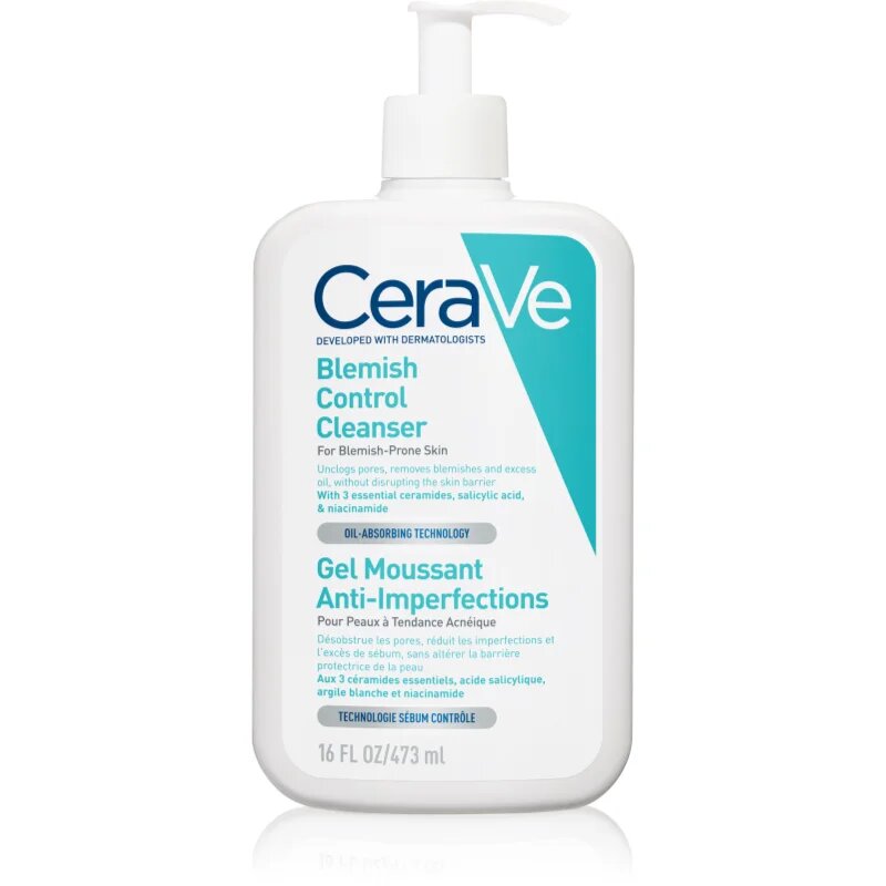CeraVe Blemish Control tisztító gél a pattanásos bőr hibáira 473 ml