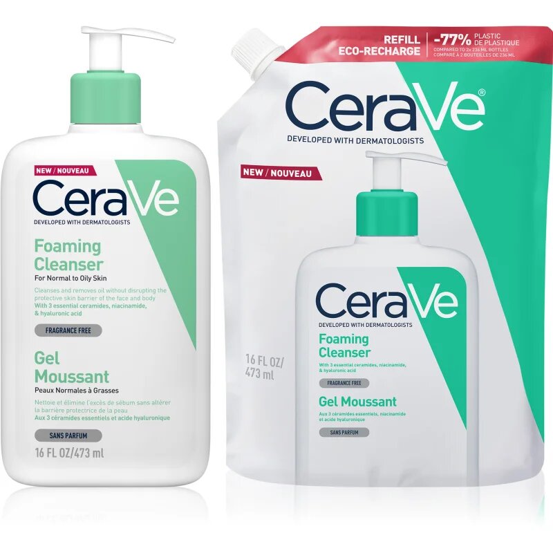 CeraVe Cleansers Foaming Cleanser szett normál és zsíros bőrre