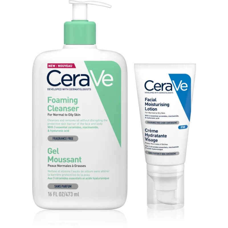 CeraVe Cleansers Foaming Cleanser szett normál és zsíros bőrre