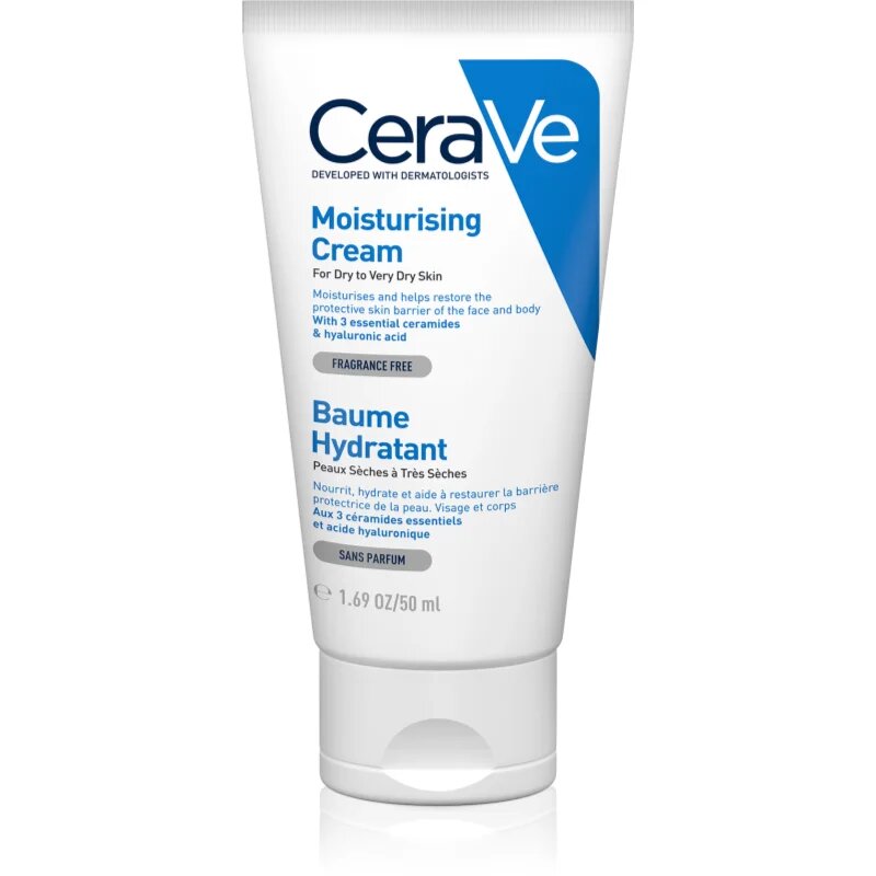 CeraVe Moisturizers hidratáló krém arcra és testre Száraz nagyon száraz bőrre 50 ml