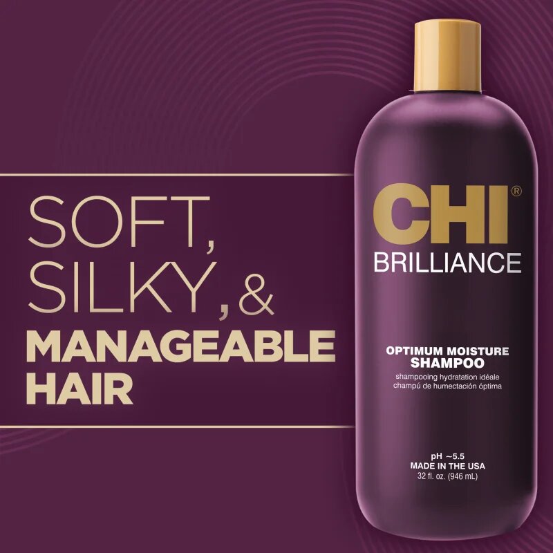 CHI Brilliance Optimum Moisture Shampoo hidratáló sampon a fénylő és selymes hajért 355 ml