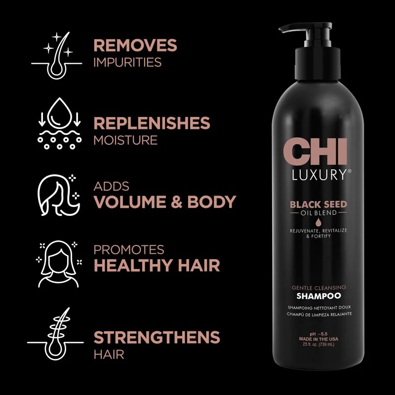 CHI Luxury Black Seed Oil Gentle Cleansing Shampoo finom állagú tisztító sampon 739 ml
